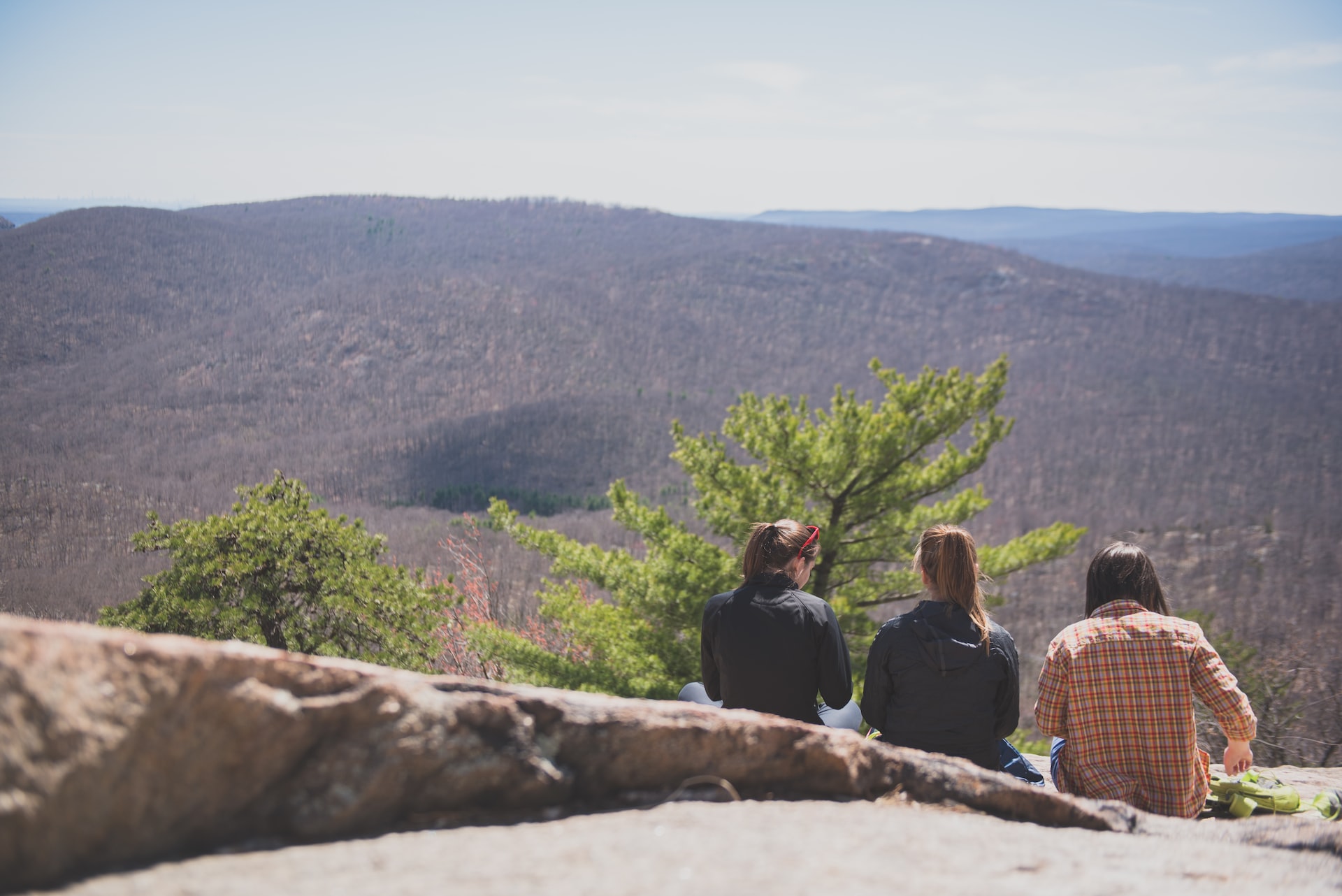 Mountain top, park and people looking out